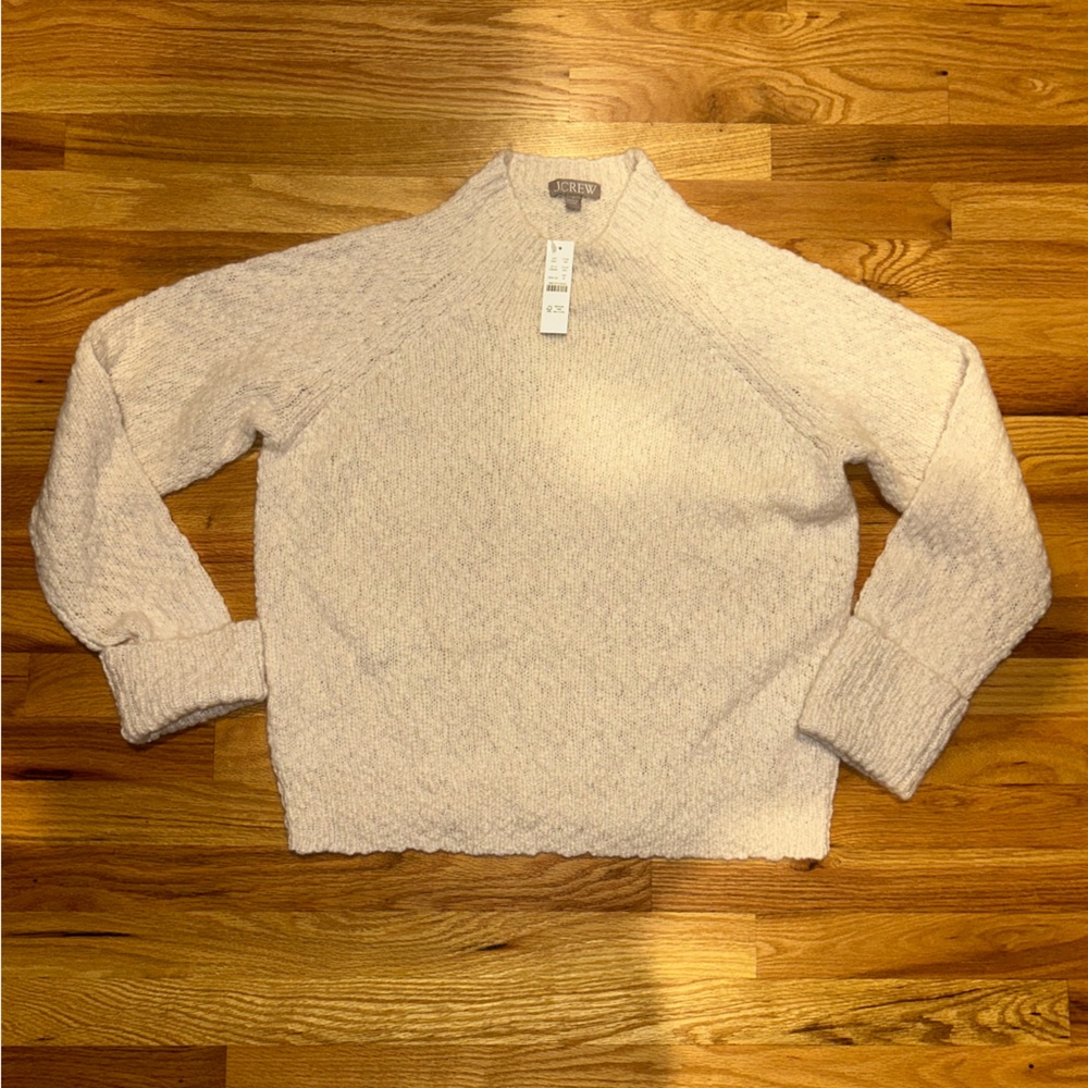 J. Crew Women’s Cuffed Mockneck Cozy Cream Knit Sweater - Picture 4 of 4